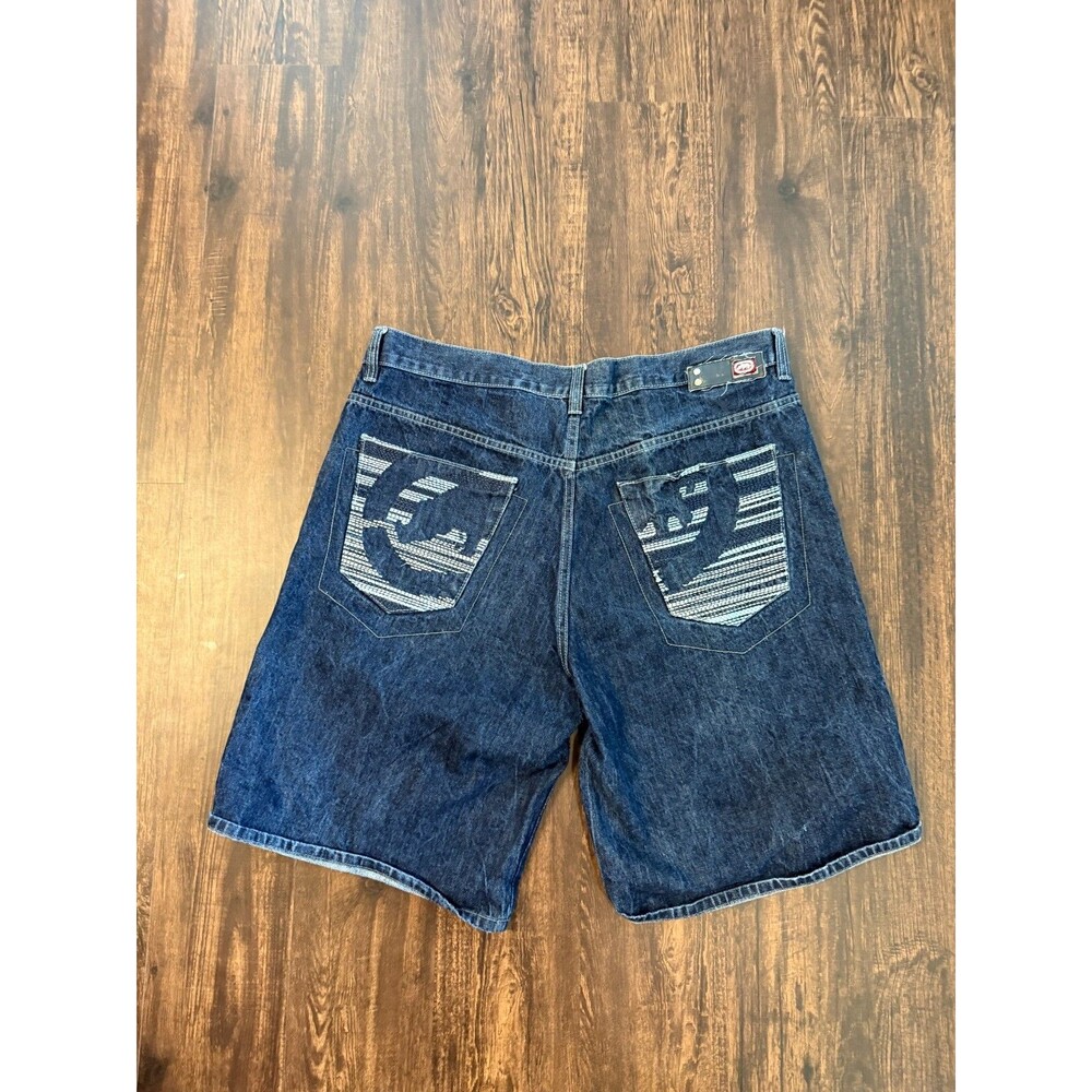 Ecko Unltd Jeans Shorts Blue Men's 40 Baggy Fit Big Embroidered Rhino VTG y2k